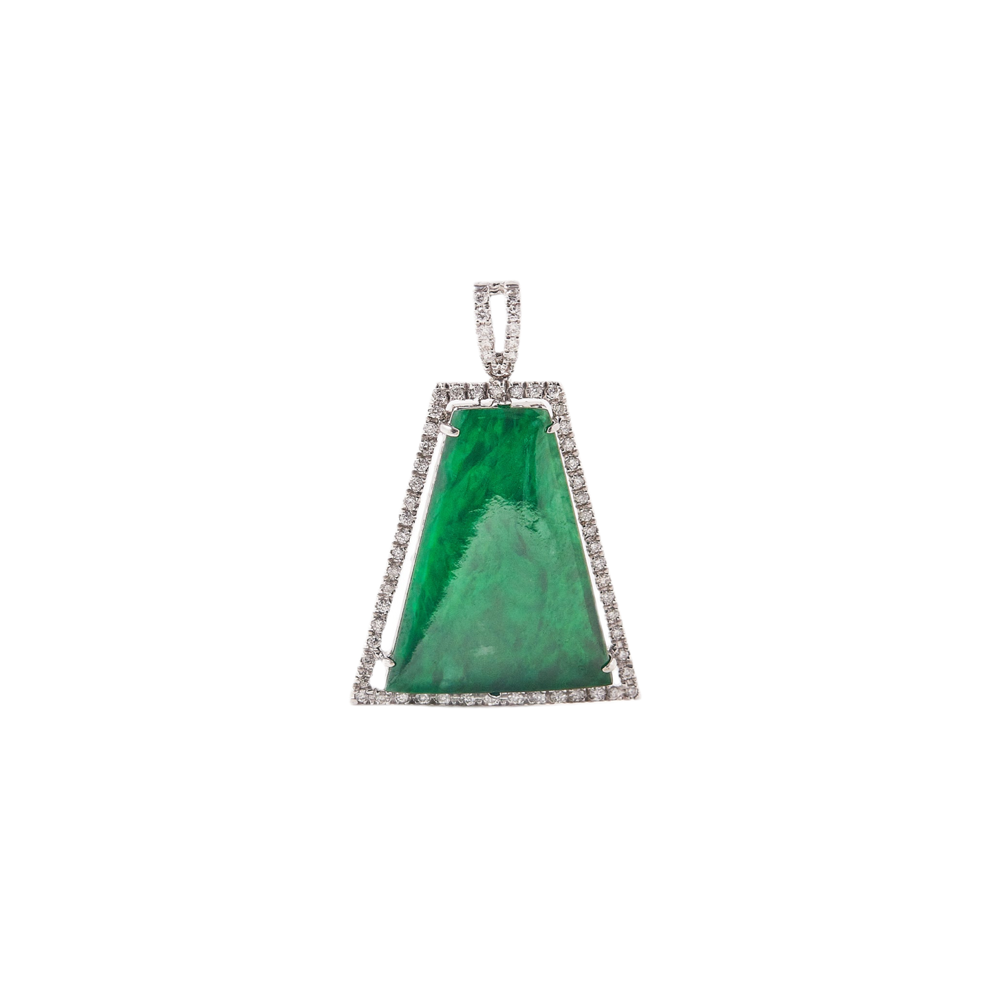 天然翡翠梯形钻石挂坠