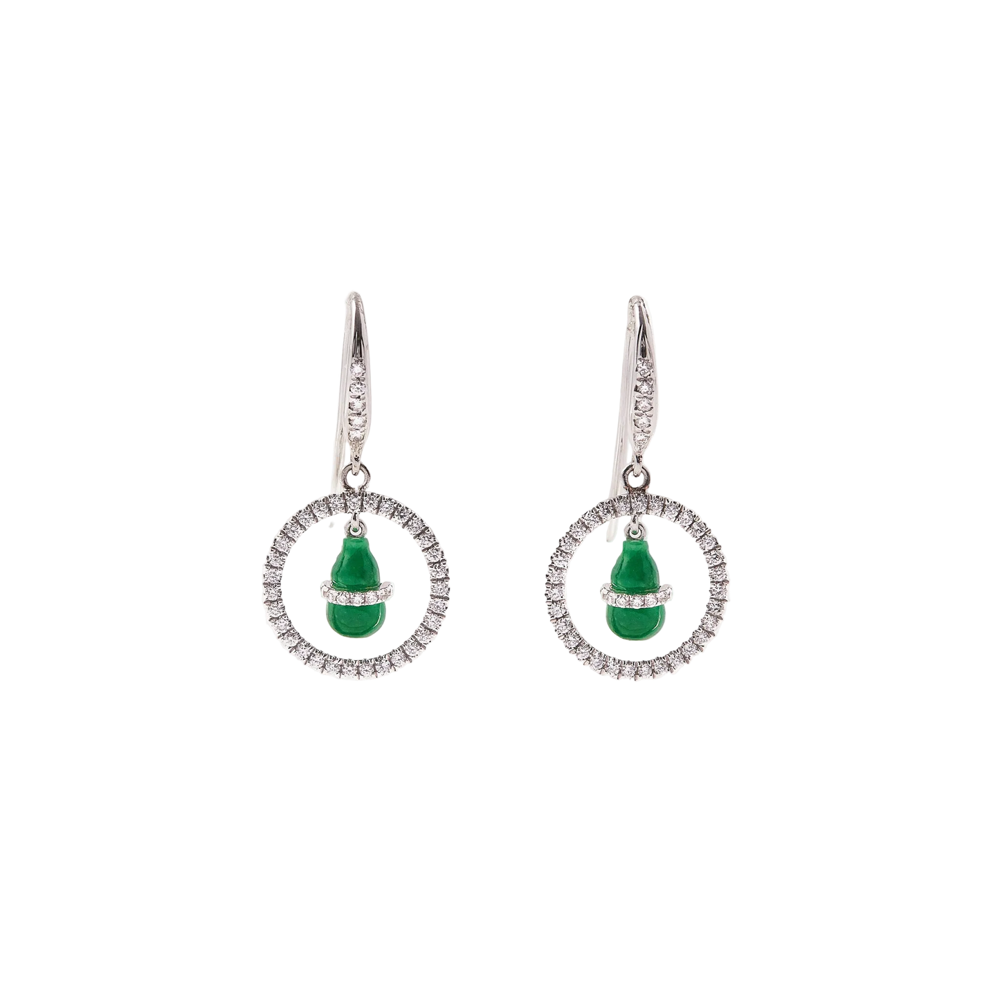 JADEITE GOURD AND DIAMOND EARRINGS