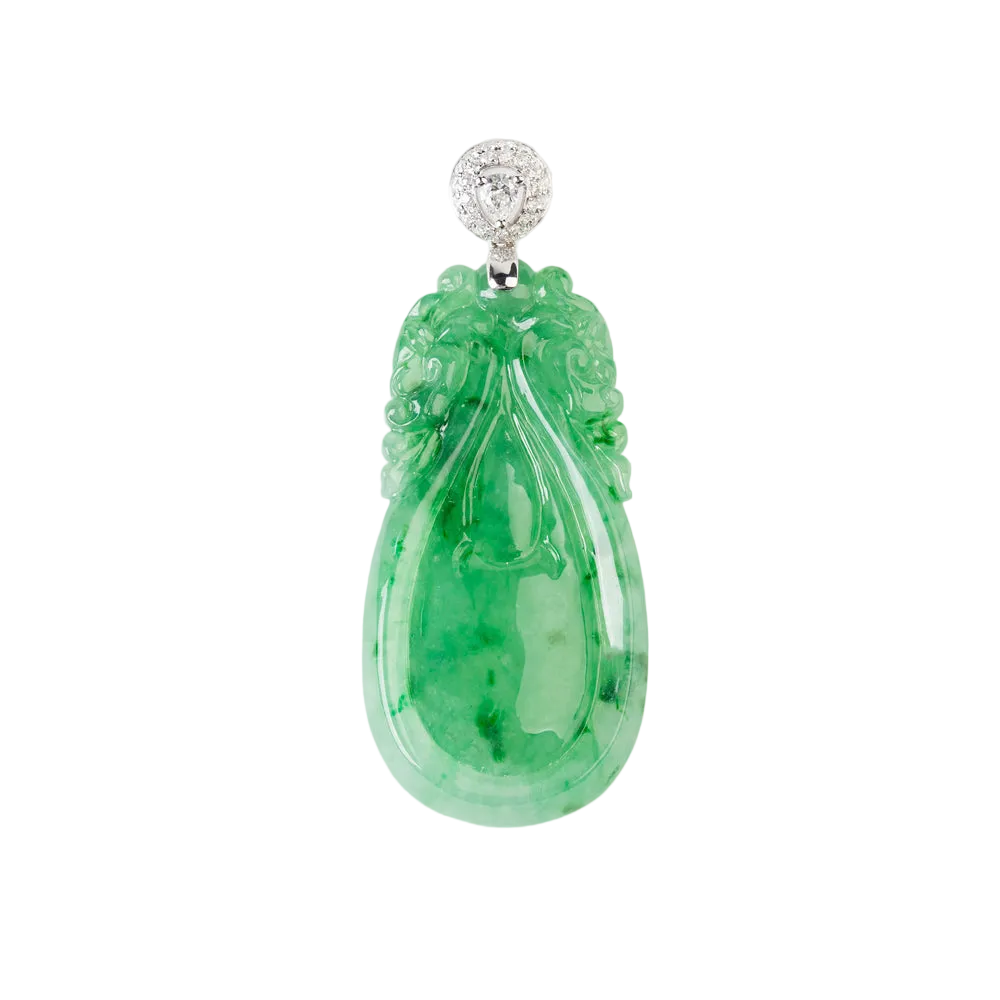 天然翡翠「事事如意」玉镶钻挂坠