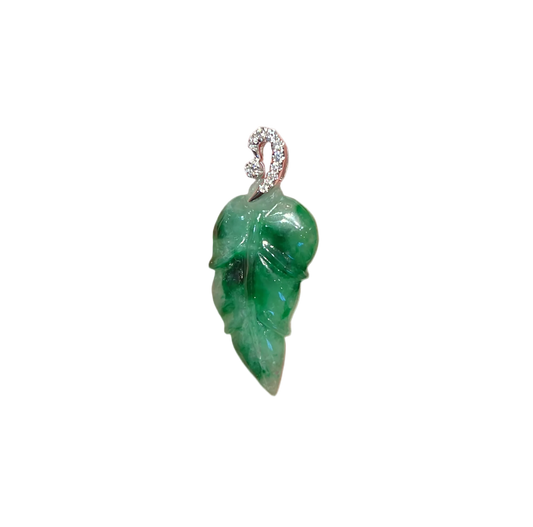 JADEITE LEAF AND DIAMOND PENDANT