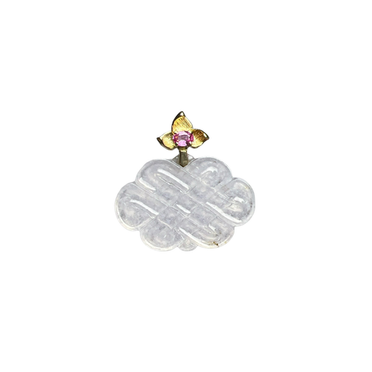 ICY CARVED JADEITE RUYI AND DIAMOND PENDANT