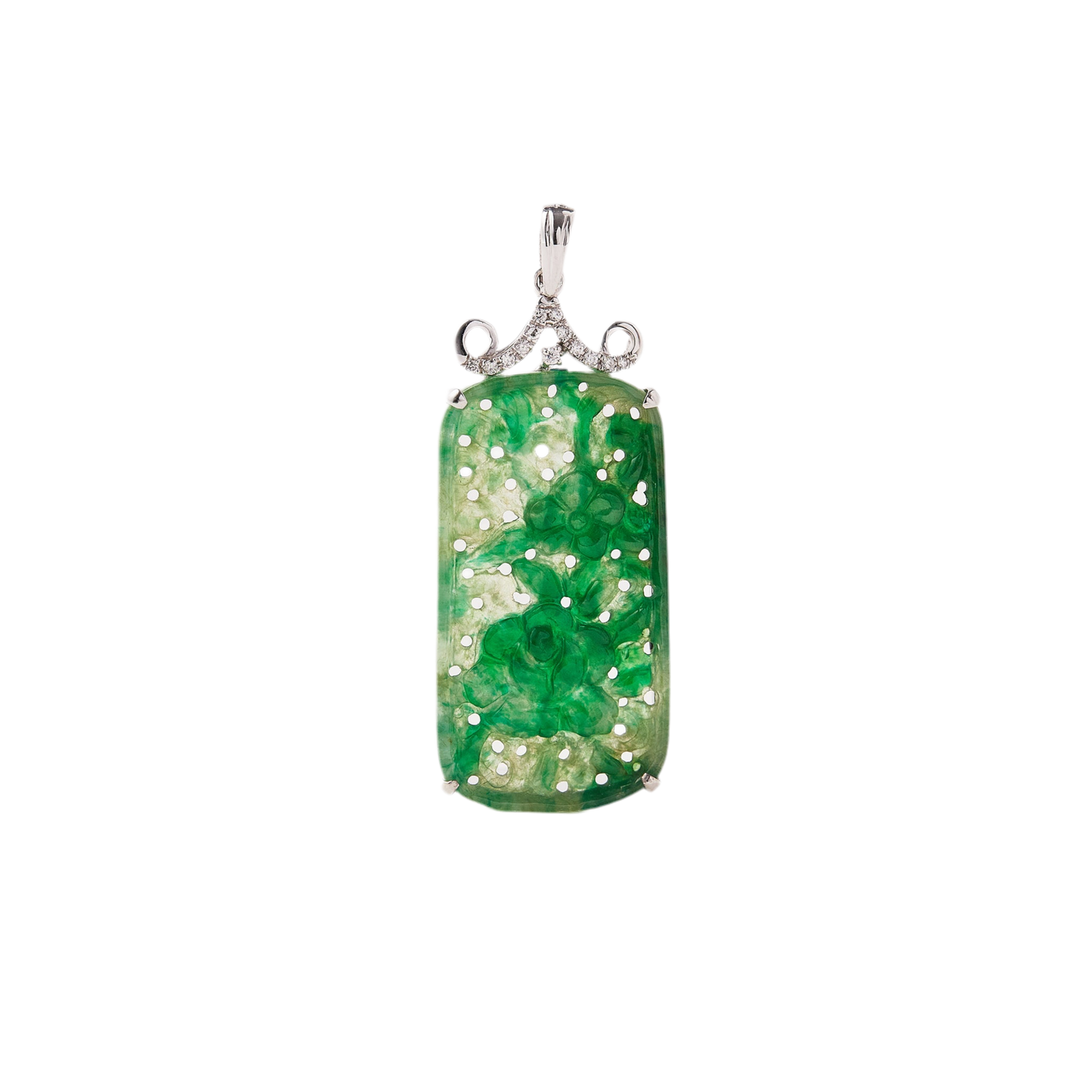 CARVED JADEITE AND DIAMOND PENDANT