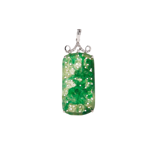 CARVED JADEITE AND DIAMOND PENDANT