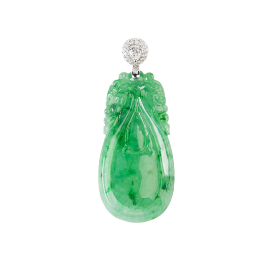 天然翡翠「事事如意」玉镶钻挂坠