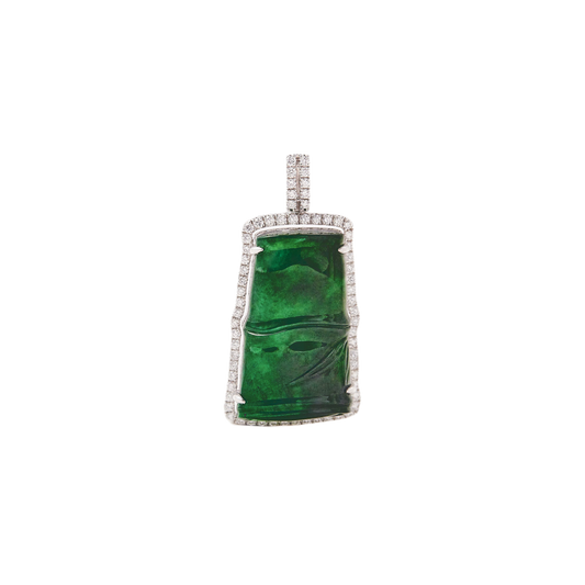 JADEITE BAMBOO AND DIAMOND PENDANT