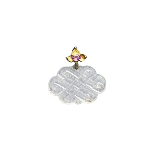 ICY CARVED JADEITE RUYI AND DIAMOND PENDANT
