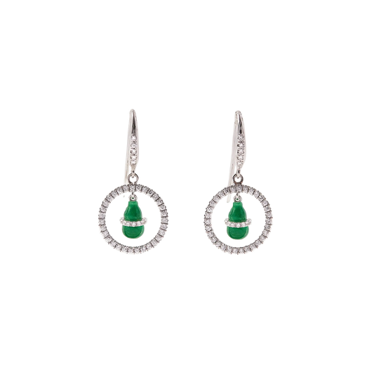 JADEITE GOURD AND DIAMOND EARRINGS