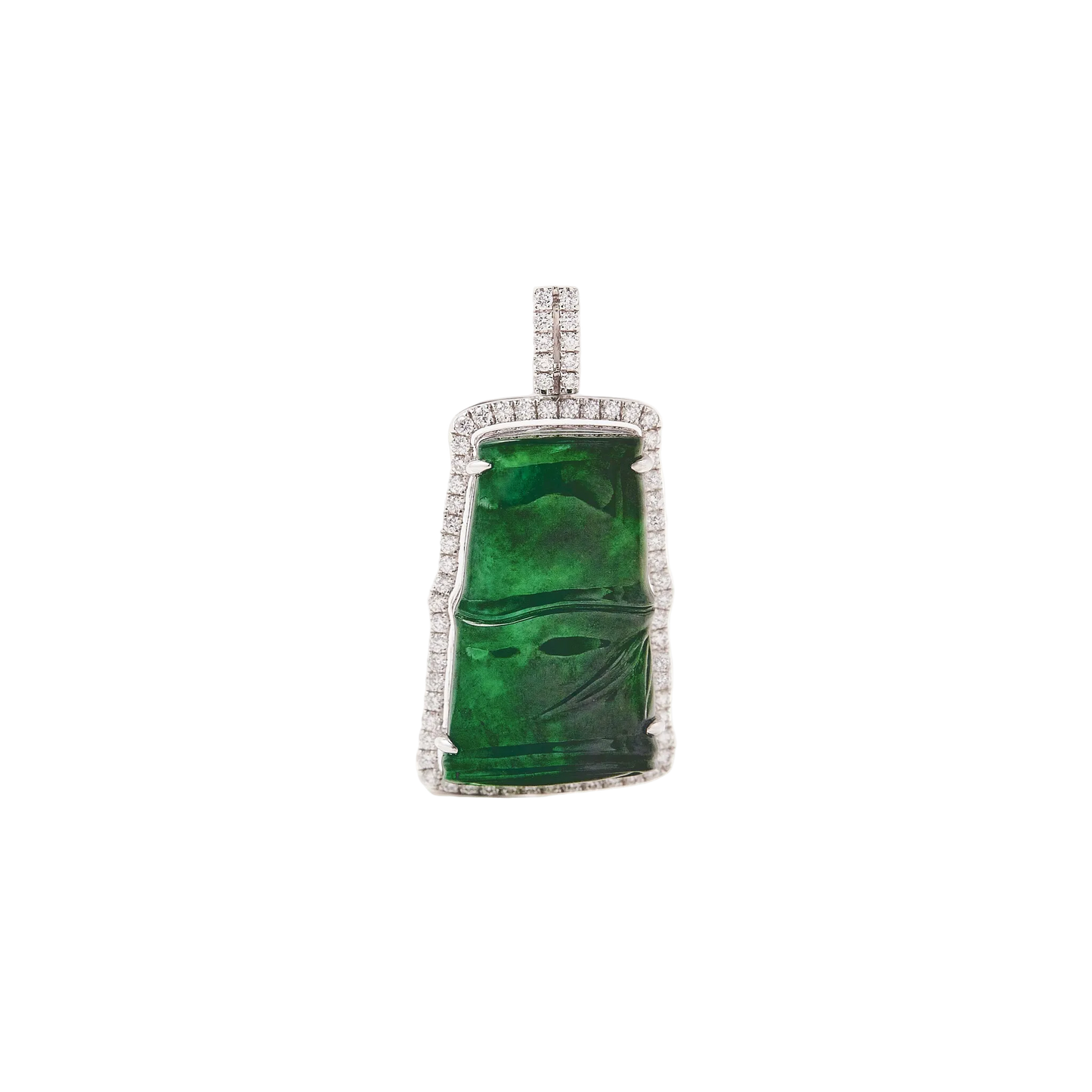 JADEITE BAMBOO AND DIAMOND PENDANT