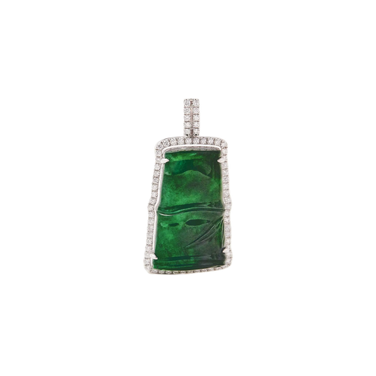 JADEITE BAMBOO AND DIAMOND PENDANT
