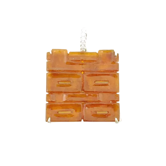 RED JADEITE DOUBLE HAPPINESS AND DIAMOND PENDANT